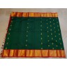 2G Pure Kanjivaram Silk Saree Bottle Green with Chilly Red Border & Peacock Butta | Prahla Silks