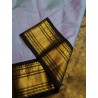2G Kanjivaram Silk Saree in Pastel Lavender with Black, Gold Zari & Peacock Border | Prahla Silks