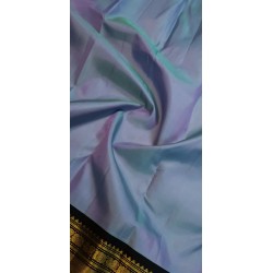 2G Kanjivaram Silk Saree in Pastel Lavender with Black, Gold Zari & Peacock Border | Prahla Silks