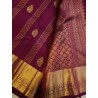 2G Pure Kanjivaram Silk Saree in Royal Wine with Gold Zari Border & Peacock Butta | Prahla Silks