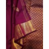 2G Pure Kanjivaram Silk Saree in Royal Wine with Gold Zari Border & Peacock Butta | Prahla Silks