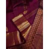 2G Pure Kanjivaram Silk Saree in Royal Wine with Gold Zari Border & Peacock Butta | Prahla Silks