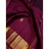 2G Pure Kanjivaram Silk Saree in Royal Wine with Gold Zari Border & Peacock Butta | Prahla Silks