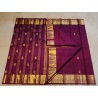 2G Pure Kanjivaram Silk Saree in Royal Wine with Gold Zari Border & Peacock Butta | Prahla Silks
