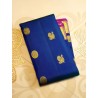 2G Pure Kanjivaram Silk Saree Royal Blue with Rani Pink Border & Gold Peacock Buttas | Prahla Silks