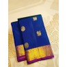 2G Pure Kanjivaram Silk Saree Royal Blue with Rani Pink Border & Gold Peacock Buttas | Prahla Silks