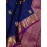 2G Pure Kanjivaram Silk Saree Royal Blue with Rani Pink Border & Gold Peacock Buttas | Prahla Silks