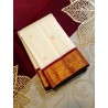 2G Pure Kanjivaram Silk Saree – Off-White & Chilli Red with Korvai Border
