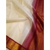 2G Pure Kanjivaram Silk Saree – Off-White & Chilli Red with Korvai Border