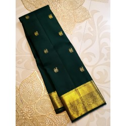 2G Pure Kanjivaram Silk Saree – Bottle Green with Rich Gold Zari | Prahla Silks