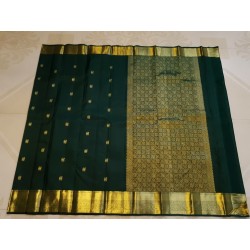 2G Pure Kanjivaram Silk Saree – Bottle Green with Rich Gold Zari | Prahla Silks