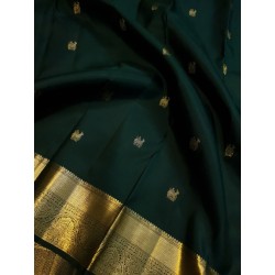 2G Pure Kanjivaram Silk Saree – Bottle Green with Rich Gold Zari | Prahla Silks