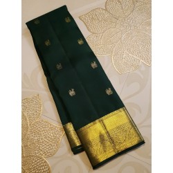 2G Pure Kanjivaram Silk Saree – Bottle Green with Rich Gold Zari | Prahla Silks