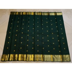 2G Pure Kanjivaram Silk Saree – Bottle Green with Rich Gold Zari | Prahla Silks