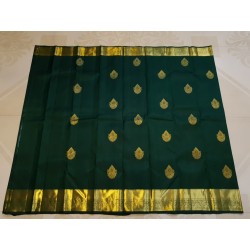 2G Pure Kanjivaram Silk Saree in Green with Gold Zari | Prahla Silks