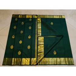 2G Pure Kanjivaram Silk Saree in Green with Gold Zari | Prahla Silks