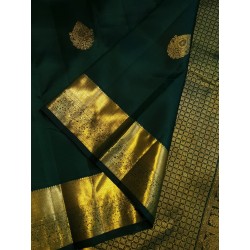 2G Pure Kanjivaram Silk Saree in Green with Gold Zari | Prahla Silks