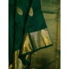 2G Pure Kanjivaram Silk Saree Bottle Green with Gold Zari Border & Buttas | Prahla Silks