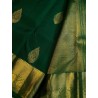2G Pure Kanjivaram Silk Saree Bottle Green with Gold Zari Border & Buttas | Prahla Silks