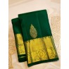 2G Pure Kanjivaram Silk Saree Bottle Green with Gold Zari Border & Buttas | Prahla Silks
