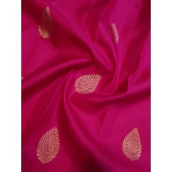 2G Pure Kanjivaram Silk Saree – Rani Pink with Gold Zari Buttas & Grand Border | Prahla Silks