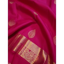 2G Pure Kanjivaram Silk Saree – Rani Pink with Gold Zari Buttas & Grand Border | Prahla Silks
