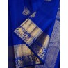 2G Pure Kanjivaram Silk Saree – Royal Blue with Traditional Pallakku Gold Zari Border | Prahla Silks