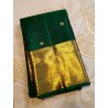 2G Pure Kanjivaram Silk Saree in Emerald Green with Gold Zari Border | Prahla Silks