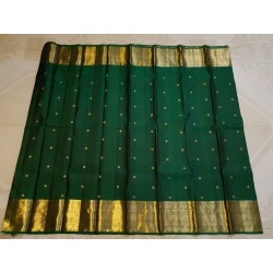 2G Pure Kanjivaram Silk Saree in Emerald Green with Gold Zari Border | Prahla Silks