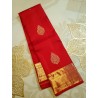 2G Pure Kanjivaram Silk Saree – Vermilion Red with Rich Antique Zari Border | Prahla Silks