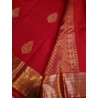 2G Pure Kanjivaram Silk Saree – Vermilion Red with Rich Antique Zari Border | Prahla Silks