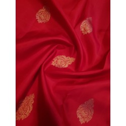 2G Pure Kanjivaram Silk Saree – Vermilion Red with Rich Antique Zari Border | Prahla Silks