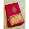 2G Pure Kanjivaram Silk Saree – Red with Gold Zari Border | Bridal Traditional Saree | Prahla Silks