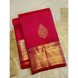 2G Pure Kanjivaram Silk Saree – Red with Gold Zari Border | Bridal Traditional Saree | Prahla Silks