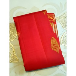 2G Pure Kanjivaram Silk Saree in Chilli red Gold Zari | Prahla Silks