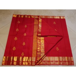 2G Pure Kanjivaram Silk Saree in Chilli red Gold Zari | Prahla Silks