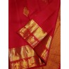 2G Pure Kanjivaram Silk Saree in Chilli red Gold Zari | Prahla Silks