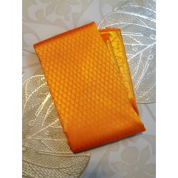2G Pure Kanjivaram Silk Saree Orange | Prahla Silks | Brocade Designs with Gold Zari Weaves