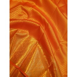 2G Pure Kanjivaram Silk Saree Orange | Prahla Silks | Brocade Designs with Gold Zari Weaves