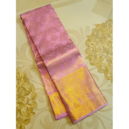 2G Pure Kanjivaram Silk Saree Pink | Prahla Silks | Brocade Designs with Gold Zari Weaves