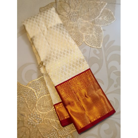 2G Pure Kanjivaram Silk Saree Pink | Prahla Silks | Brocade Designs with Gold Zari Weaves