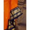 2G Pure Kanjivaram Silk Saree Orange Blue Peacock Border | Prahla Silks