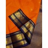 2G Pure Kanjivaram Silk Saree Orange Blue Peacock Border | Prahla Silks