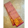2G Pure Kanjivaram Silk Saree Peach Pink with Peacock Zari Border & Gold Pallu | Prahla Silks