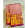2G Pure Kanjivaram Silk Saree Peach Pink with Peacock Zari Border & Gold Pallu | Prahla Silks