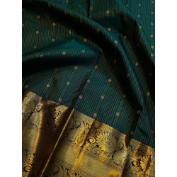 2G Pure Kanjivaram Silk Saree Bottle Green with Gold Zari Mango Border | Prahla Silks