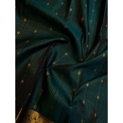2G Pure Kanjivaram Silk Saree Bottle Green with Gold Zari Mango Border | Prahla Silks