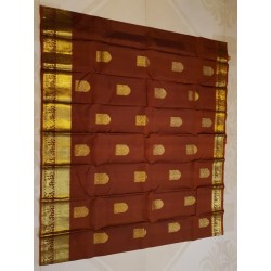 2G Pure Kanjivaram Silk Saree Rust Brown with Traditional Gold Zari Pallakku Border | Prahla Silks