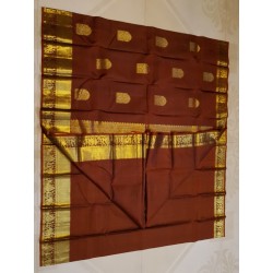 2G Pure Kanjivaram Silk Saree Rust Brown with Traditional Gold Zari Pallakku Border | Prahla Silks