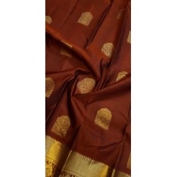 2G Pure Kanjivaram Silk Saree Rust Brown with Traditional Gold Zari Pallakku Border | Prahla Silks